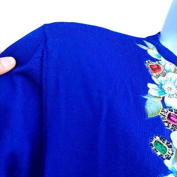 Diane Freis 80s Blue Purple Cardigan with Rhinestones L  XL  Volup Vintage NWOT - Picture 9 of 15